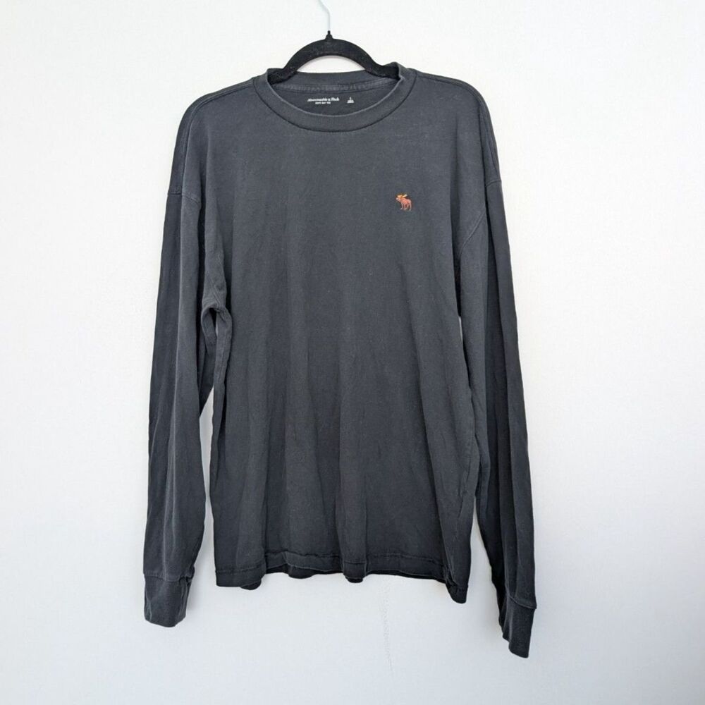 Abercrombie & Fitch Crewneck Moose Logo Embroidery Long Sleeve Shirt Sz L